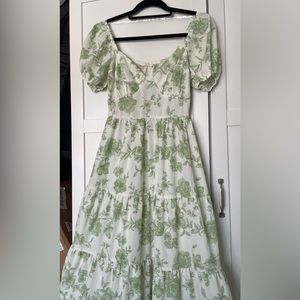 Pie in the Sky floral green and white dress.